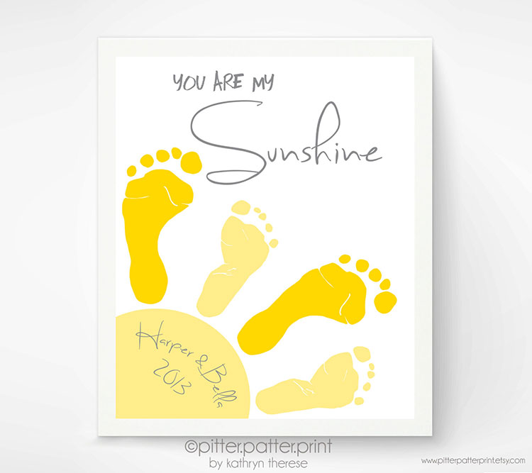 baby feet print yellow