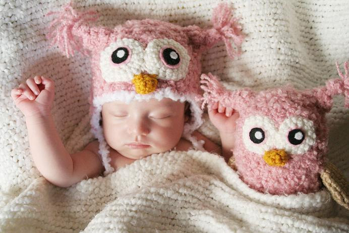 Pink owl hat and doll