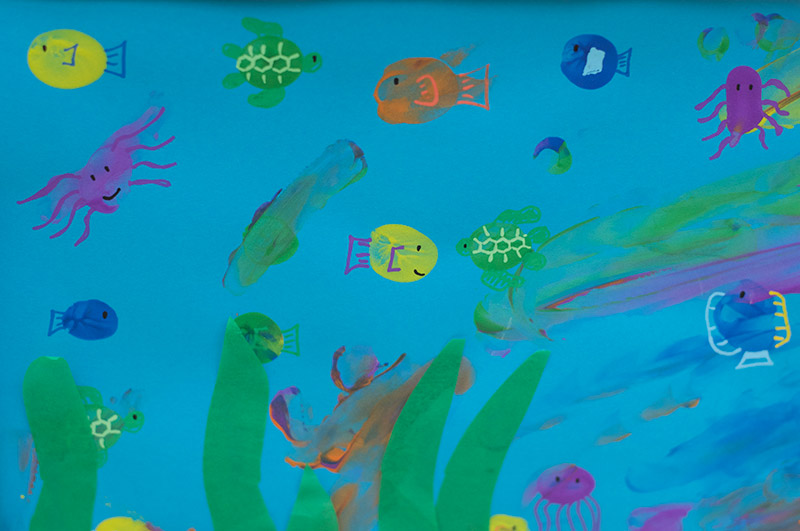 Fun Finger Paint Aquarium Activity - Little Fish