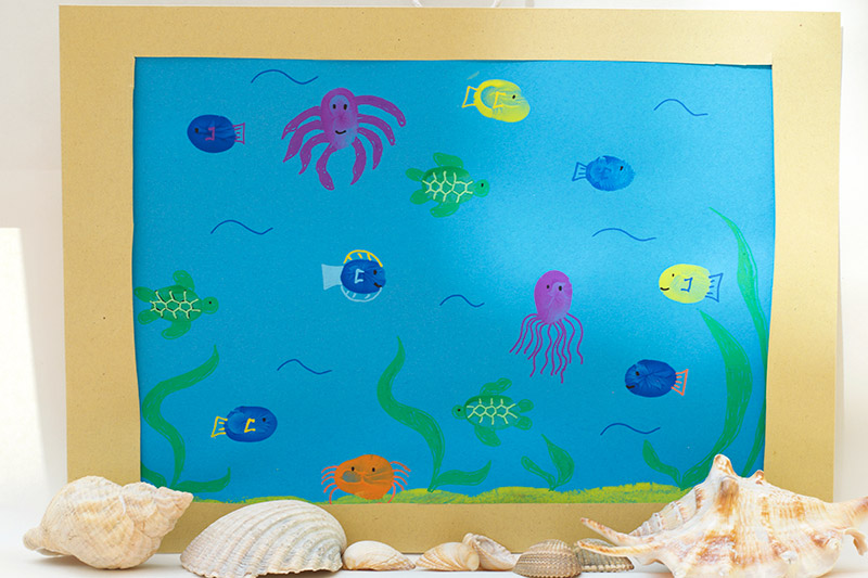 Fun Finger Paint Aquarium Activity - Little Fish