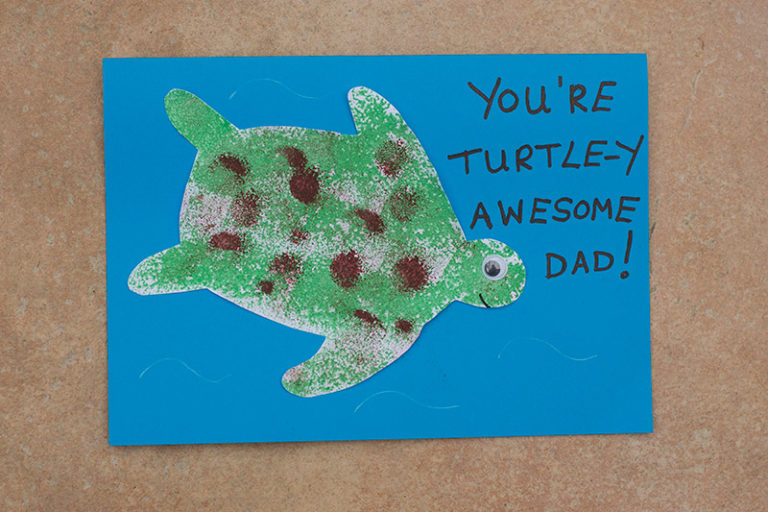 Easy Turtle Father's Day Card for Kids - Little Fish