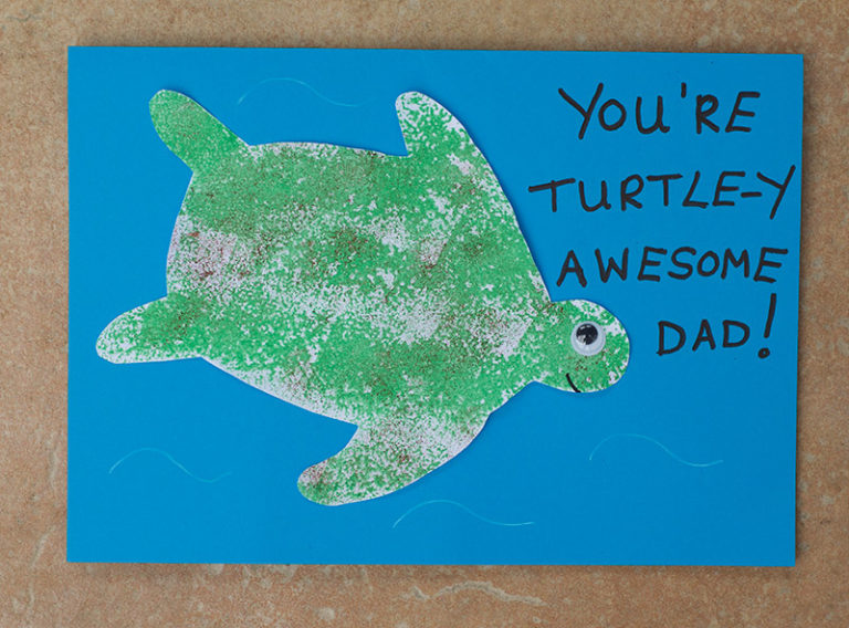 Easy Turtle Father's Day Card for Kids - Little Fish