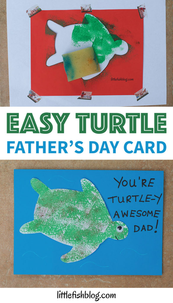 Easy Turtle Father's Day Card for Kids - Little Fish