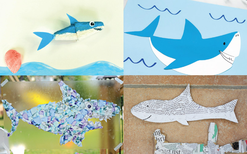 Easy Shark Painting for Kids with Free Printable