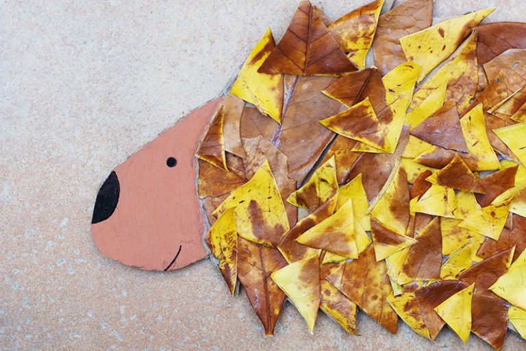 Easy Leaf Hedgehog Craft - Little Fish