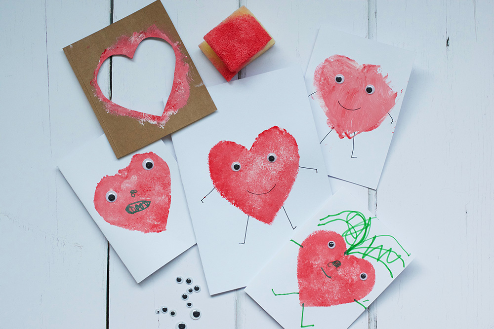 Heart Stencil Cards for Kids - Little Fish