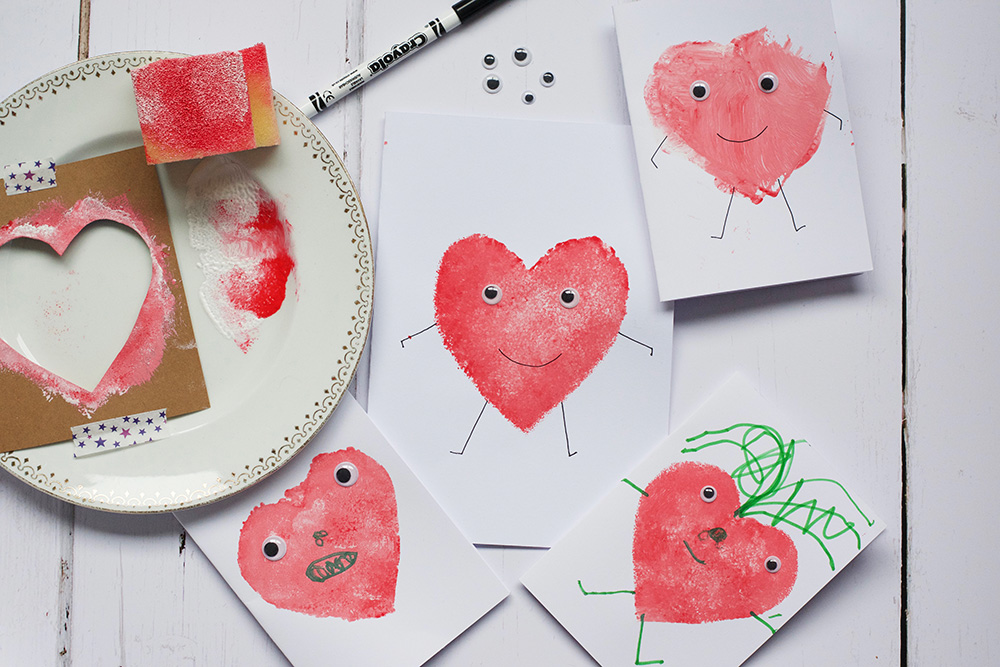 Heart Stencil Cards for Kids - Little Fish